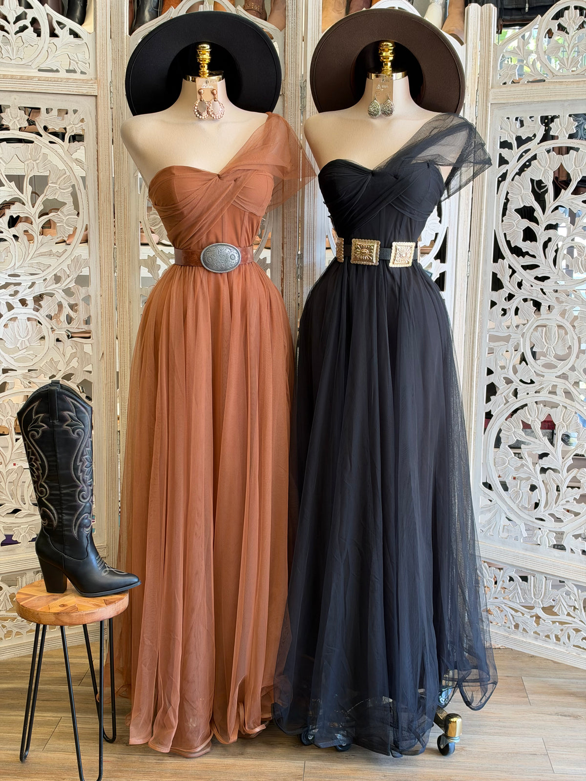 Spiced Ochre Silhouette Dress- Estira , Stretchy