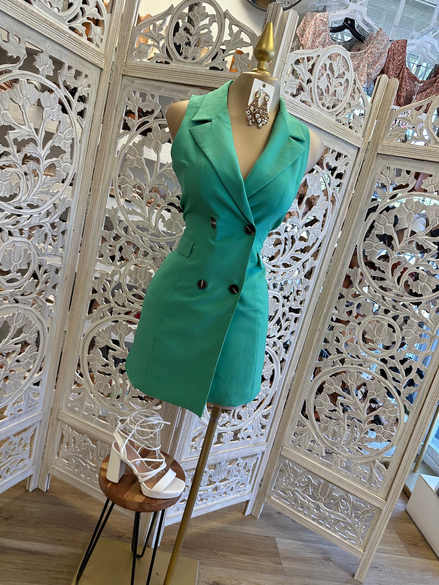 Hunter Green Sleeveless Coat Dress