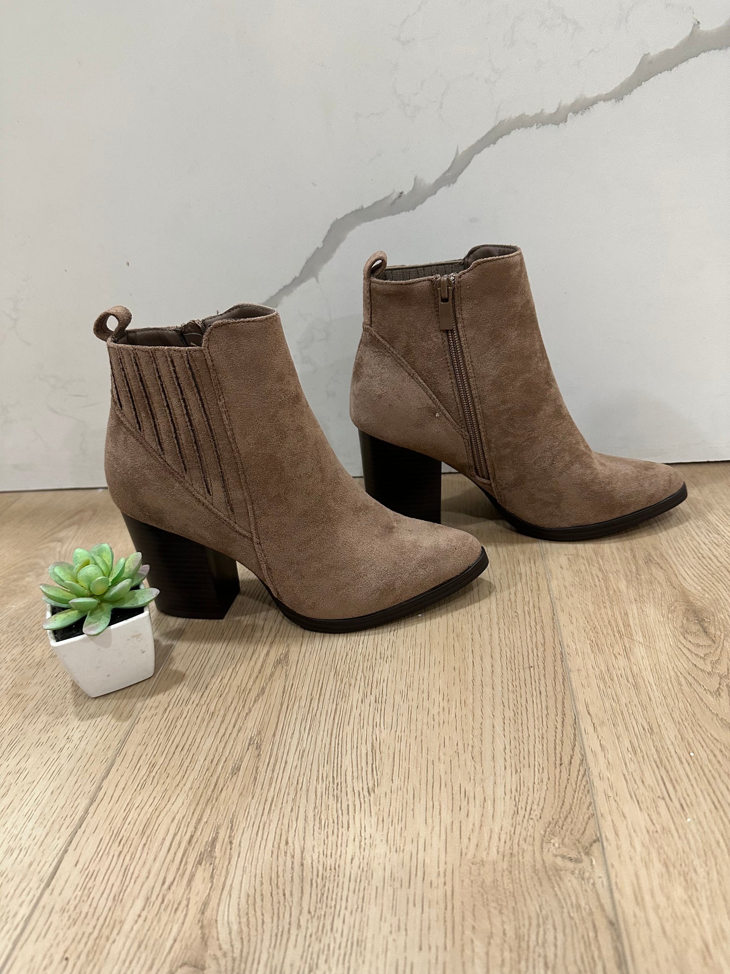 Taupe Suede Booties