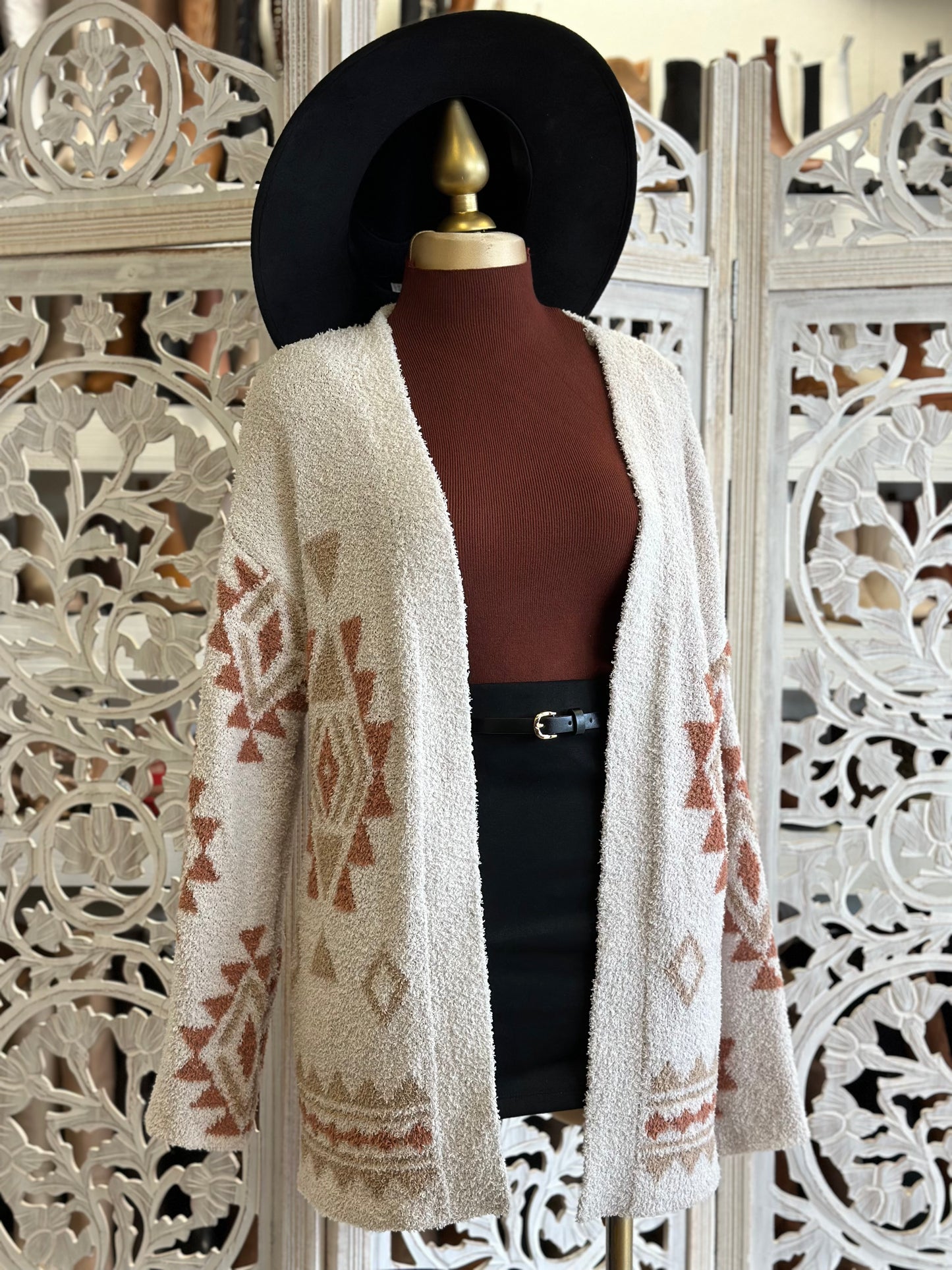 Fuzzy Print Cardigan