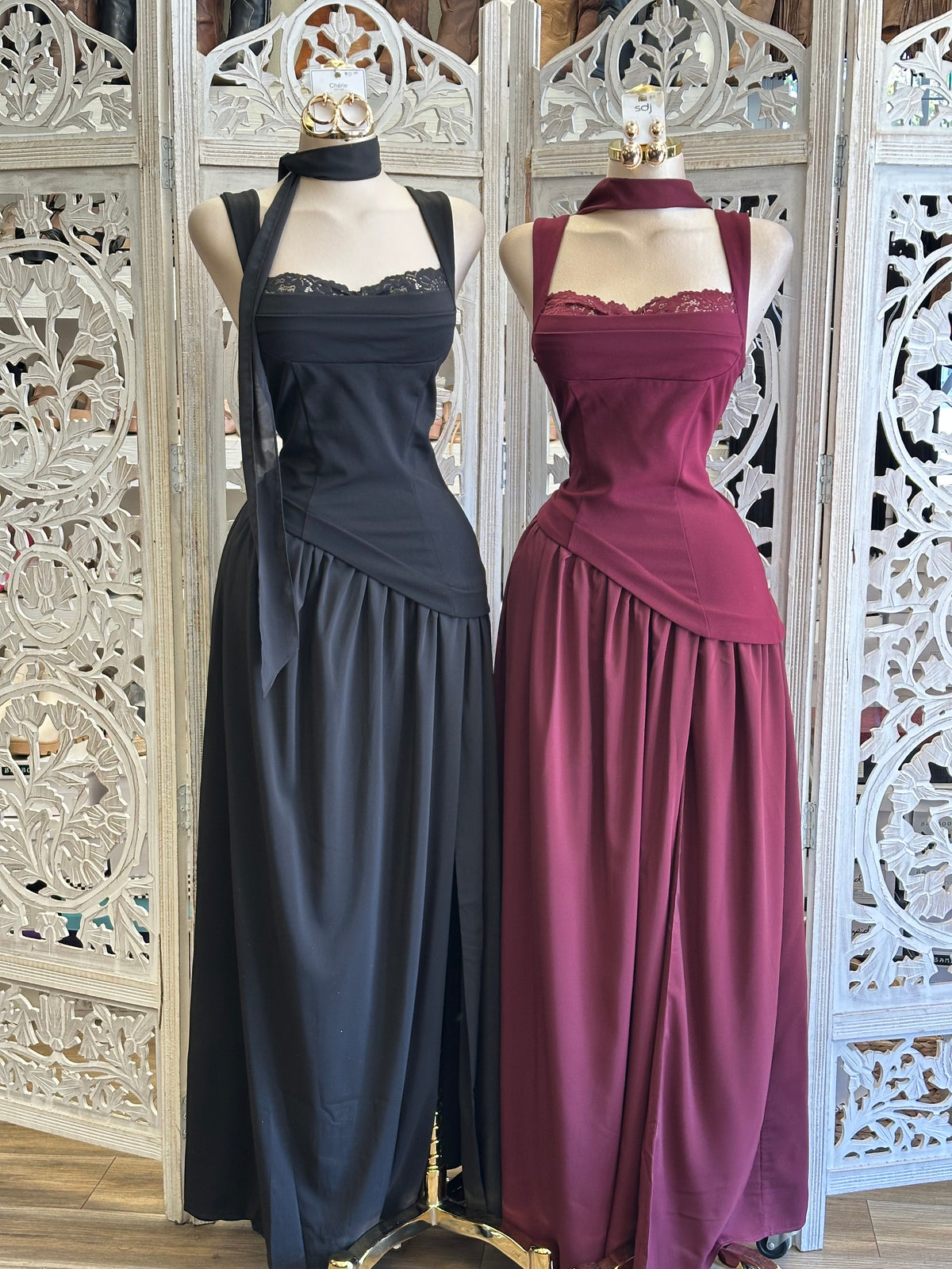 Antoinette Drop-Waist Maxi Dress- Estira, Stretchy