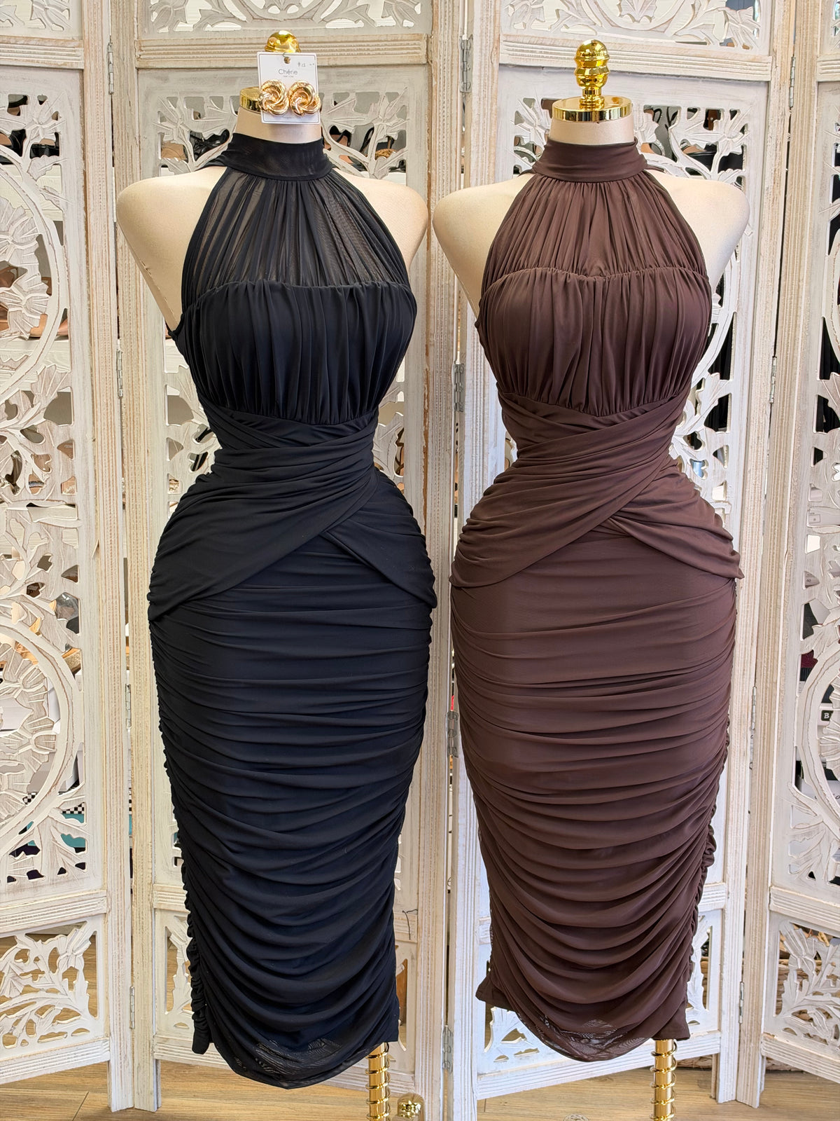 Verona Cross-Wrap Midi Dress- Estira , Stretchy