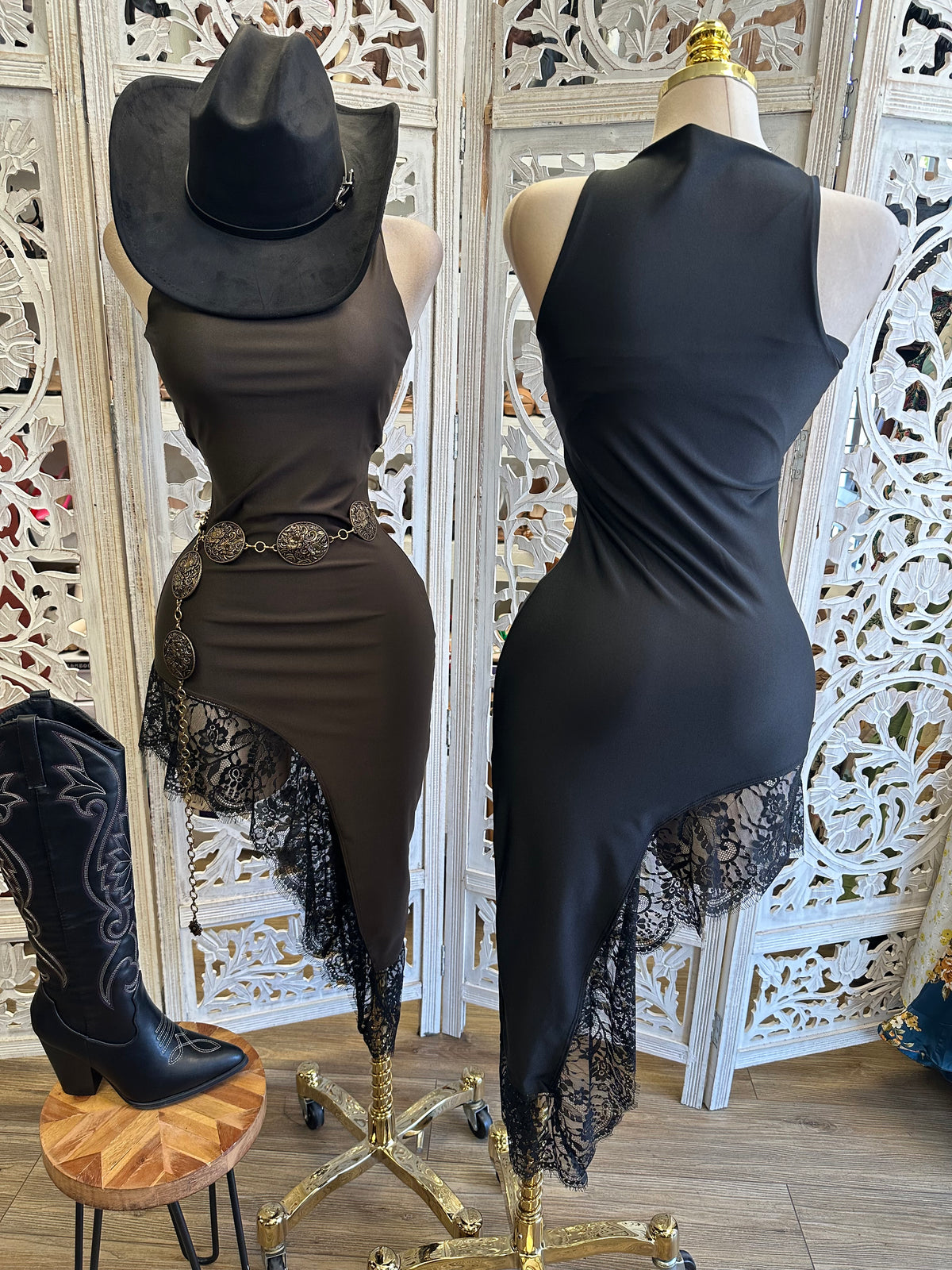 Sabine Asymmetric Midi Dress- Estira Poco, Slightly Stretchy