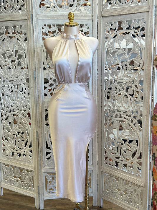 Champagne Split Dress- Not Stretchy,No Estira