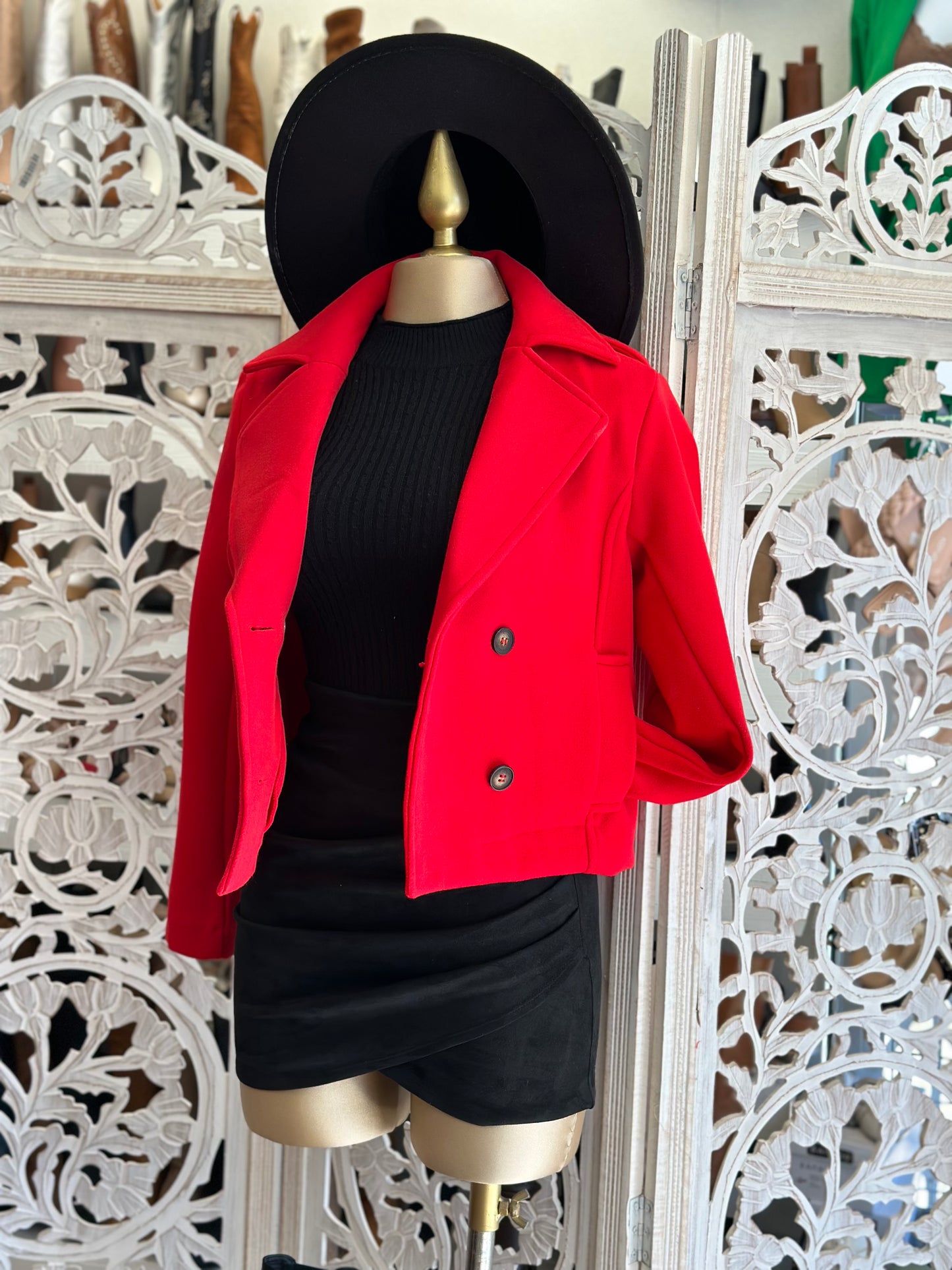 Red Cropped Coat