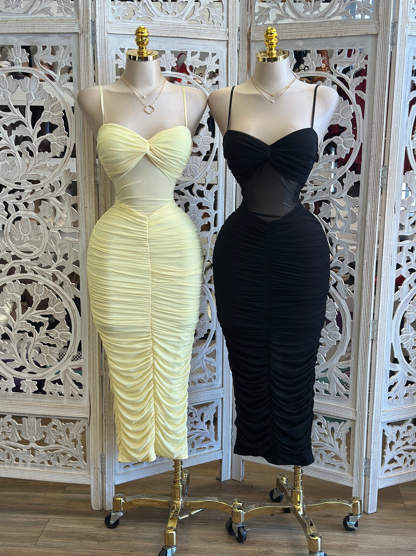 Mermaid Ruched Strappy Dress- Stretchy, Estira