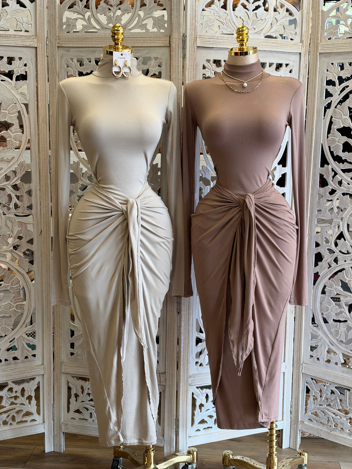 Agora Draped Midi Dress- Estira , Stretchy