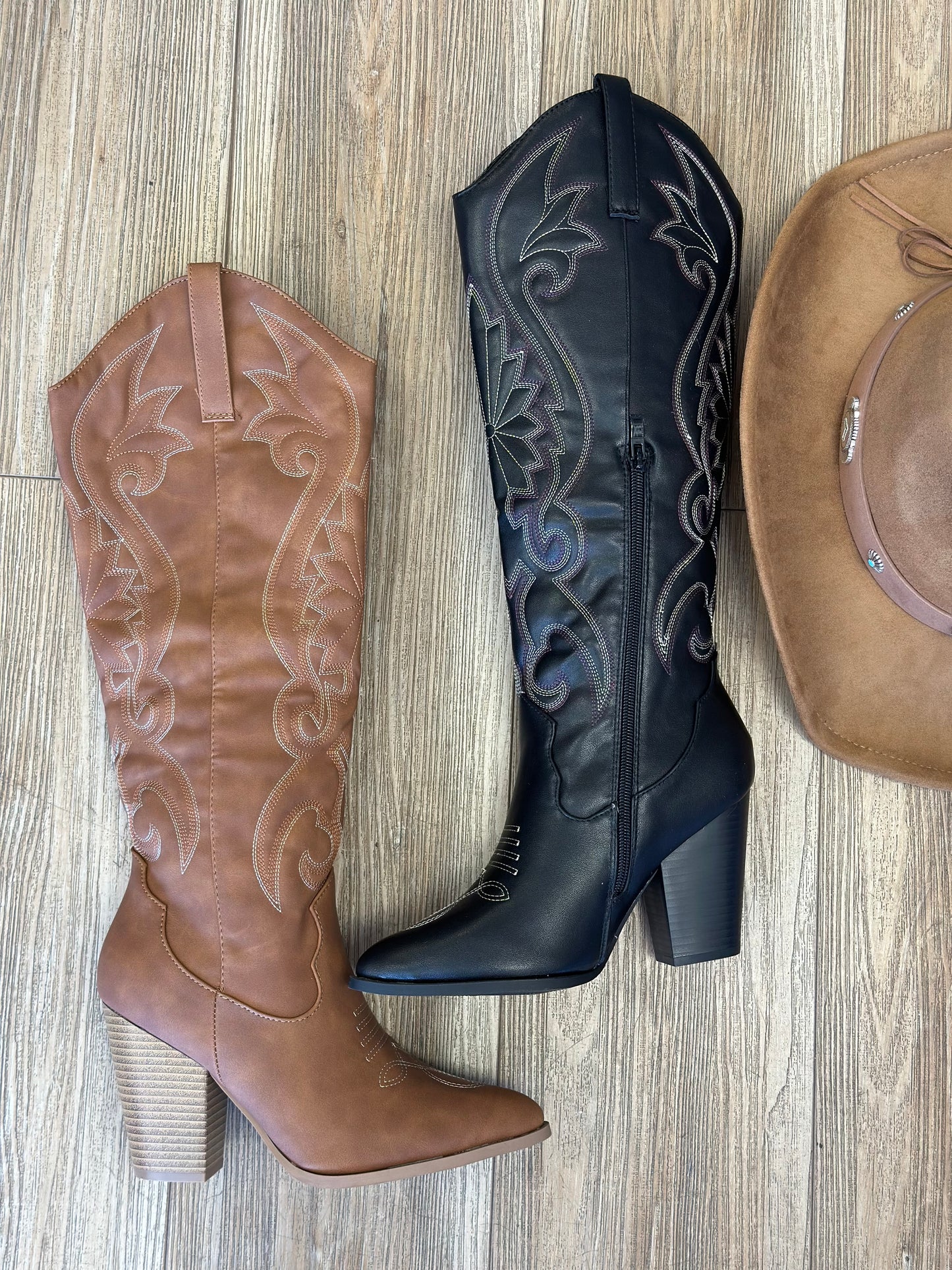 High Heeled Western Embroidered Boots