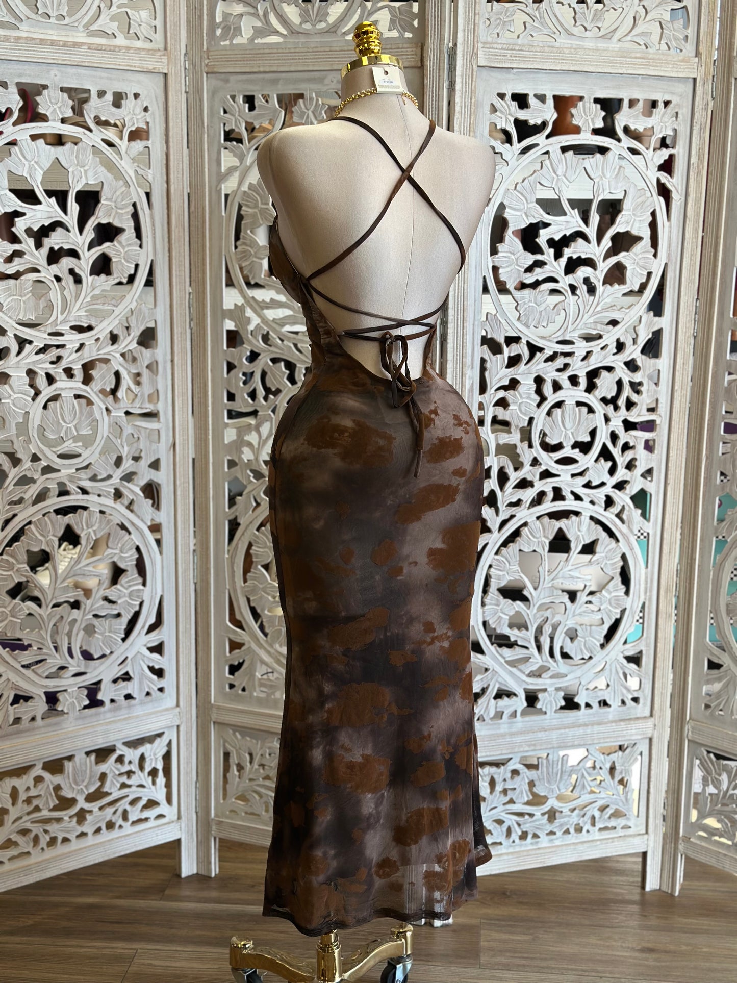 Deep Tie Dye Cross Back Dress-Stretchy,Estira