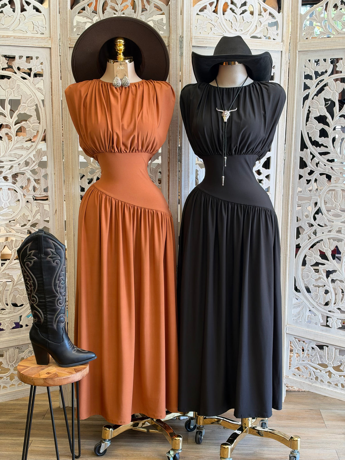 Maison Contour Maxi Dress- Estira , Stretchy