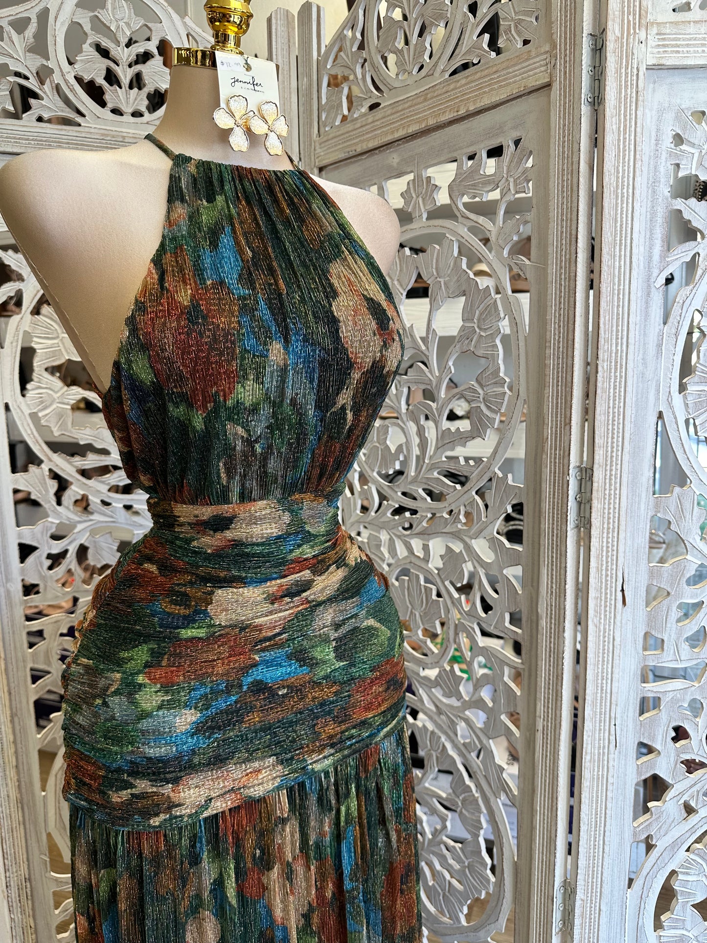 Halter Metallic Multi Color Dress- Stretchy, Estira