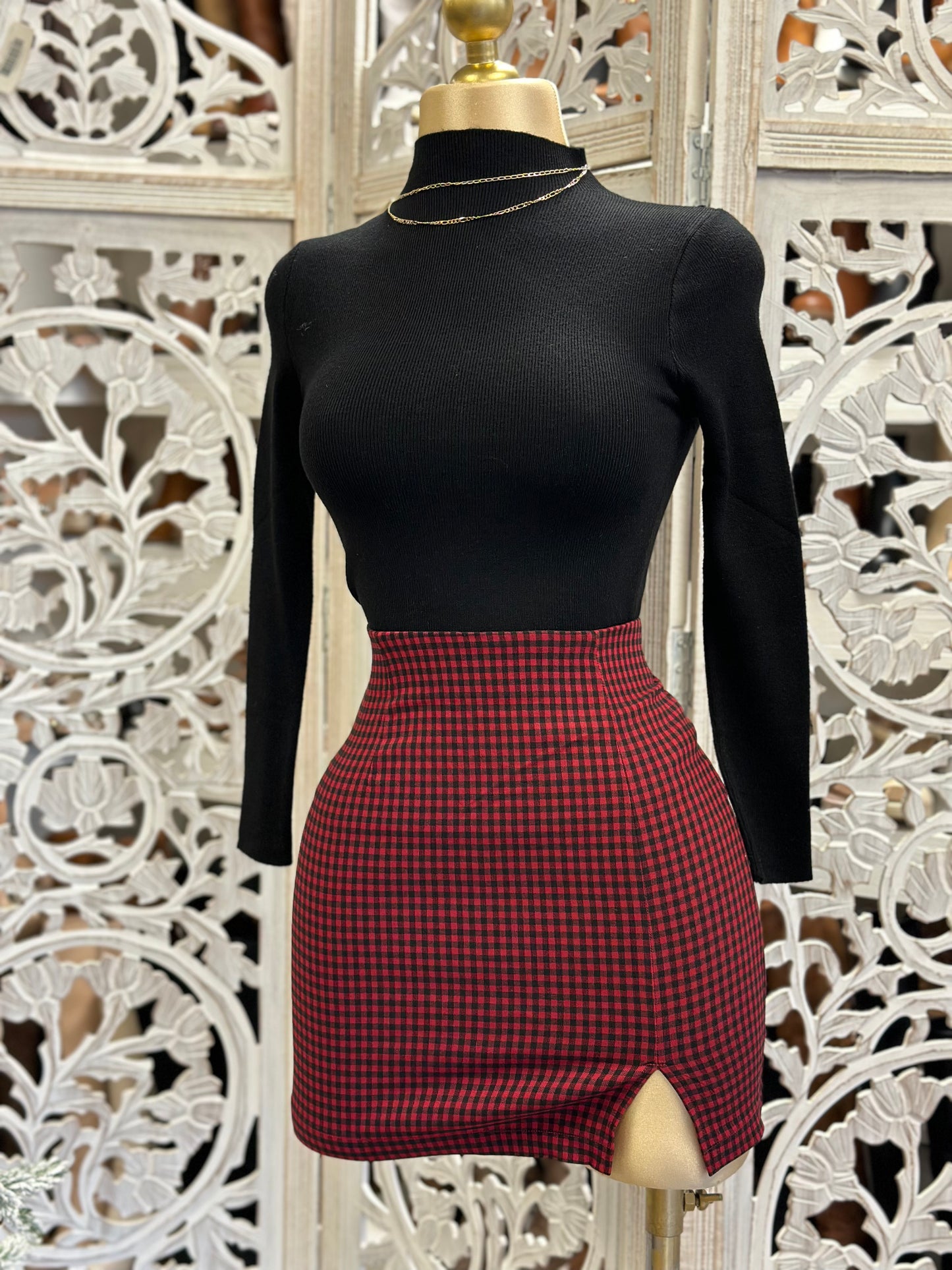 Red plaid Mini Skirt