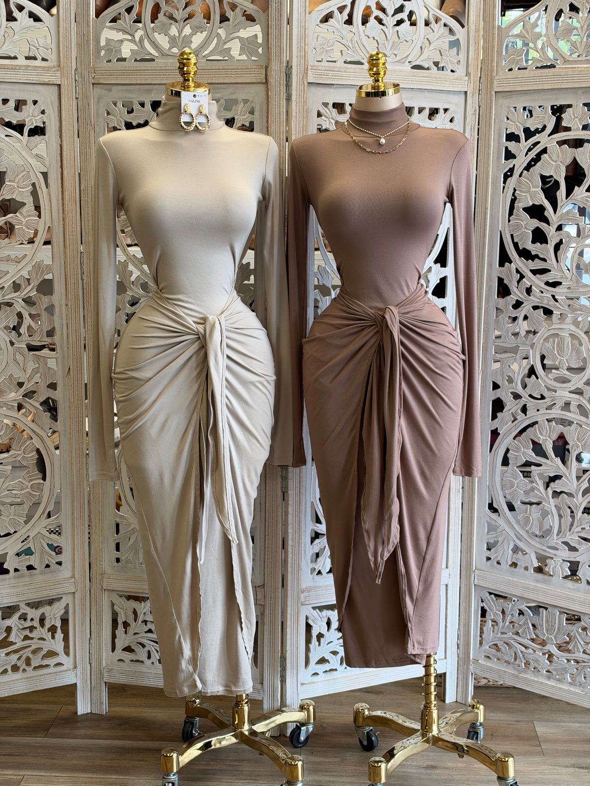 Agora Draped Midi Dress- Estira , Stretchy
