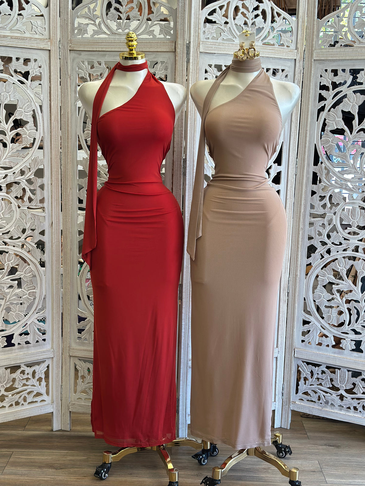 Cleo Halter Maxi Dress- Estira, Stretchy