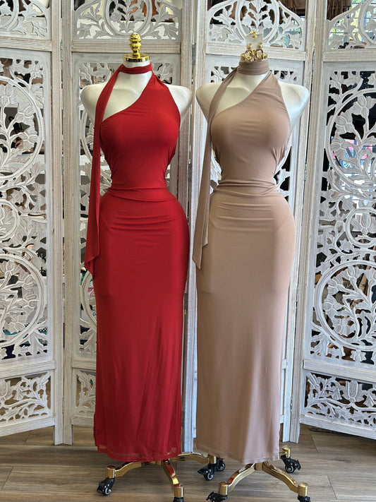 Cleo Halter Maxi Dress- Estira, Stretchy
