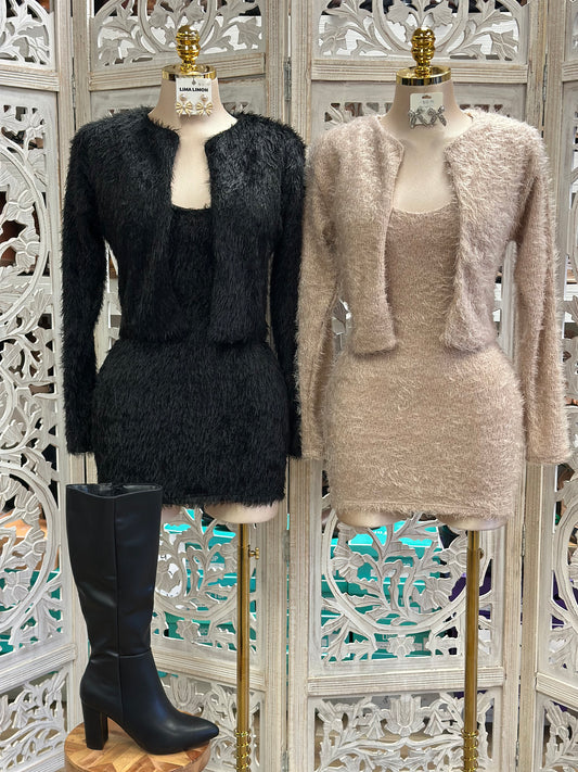 Fuzzy Blazer and Dress Set - Stretchy, Estira