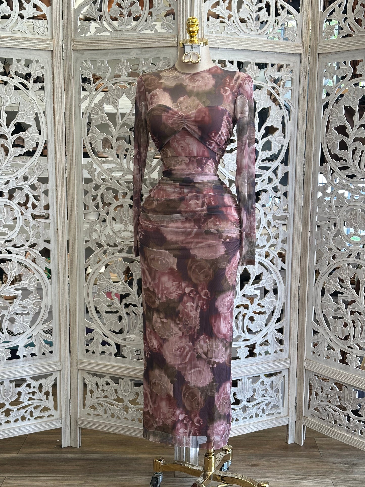 Floral Mesh Dress - Estira , Stretchy