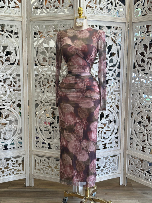 Floral Mesh Dress - Estira , Stretchy