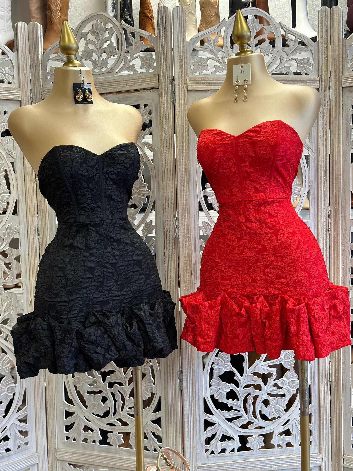 Scrunched Strapless Mini Dress