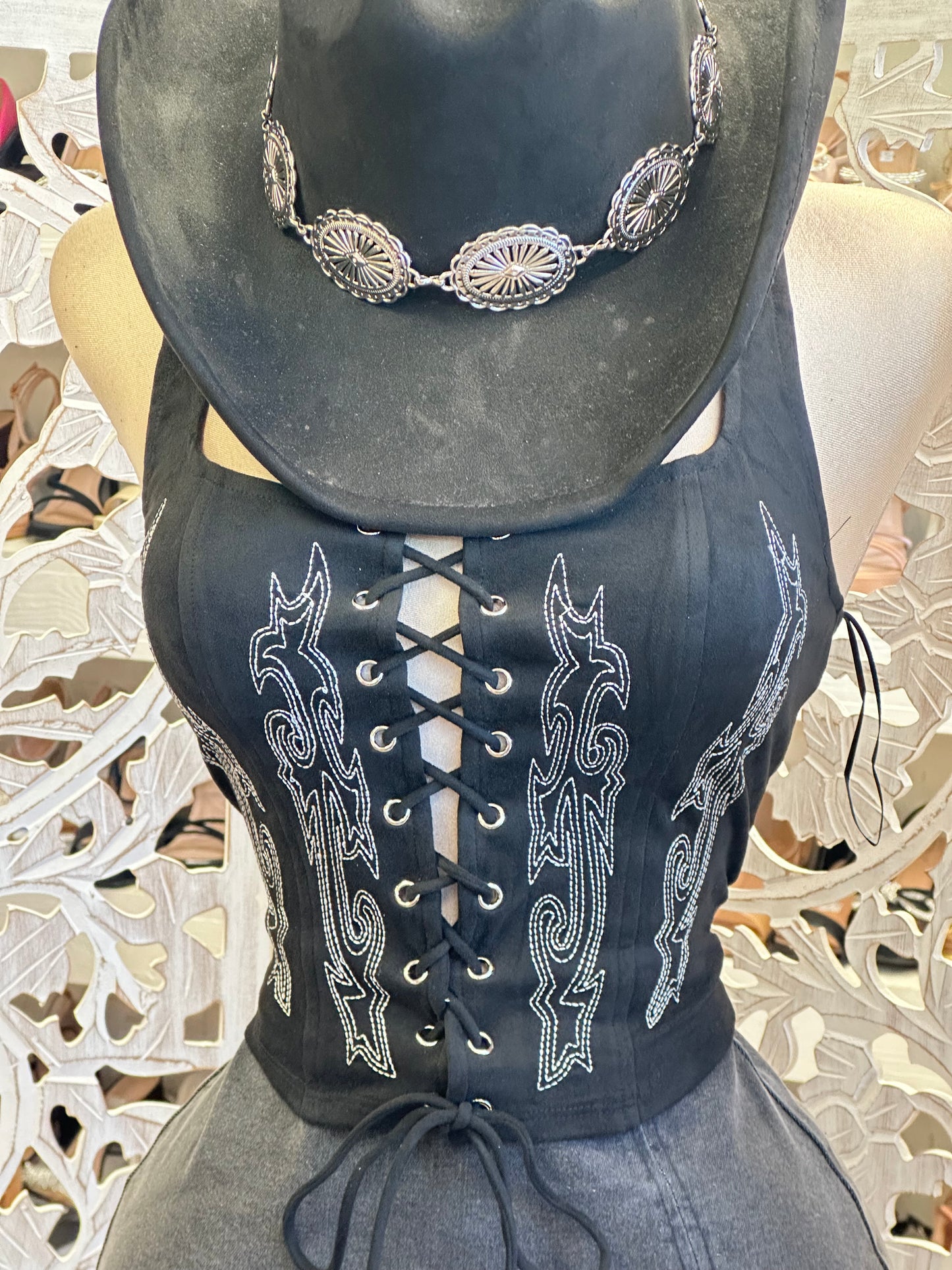 Tie Up Western Top - Estira, Stretchy