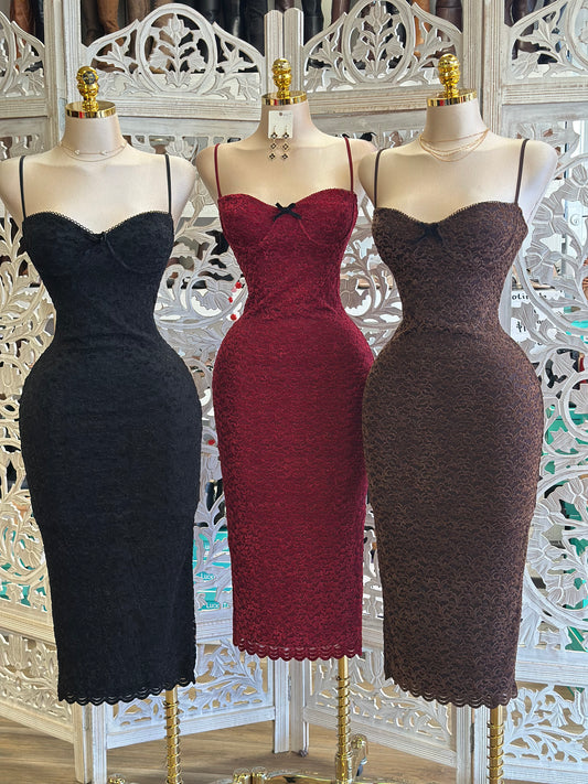 Lace Ribbon Cami Dress- Slightly Stretchy,Estira Poco