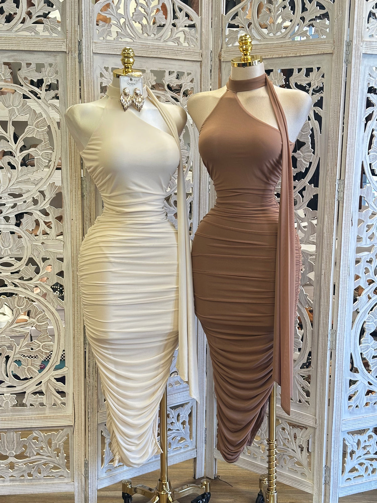 Silhouette Scarf Midi Dress -Stretchy,Estira