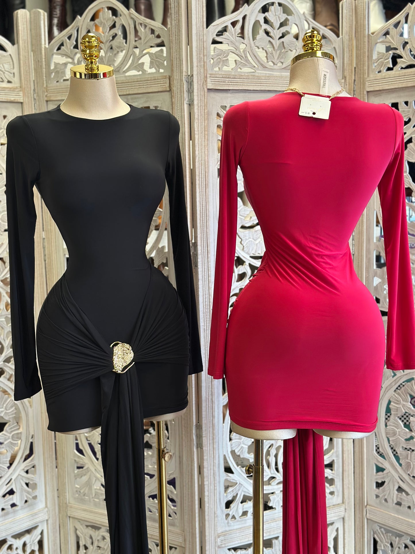 Draped Tailed Mini Dress- Stretchy,Estira