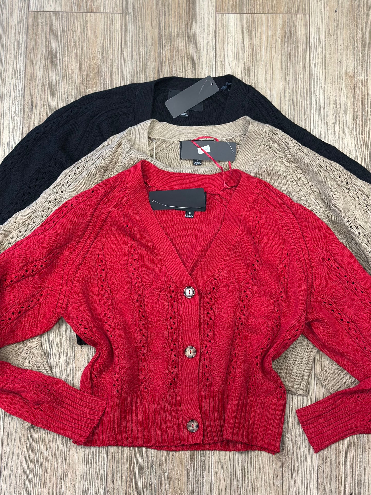 Red Button up Knit Sweater