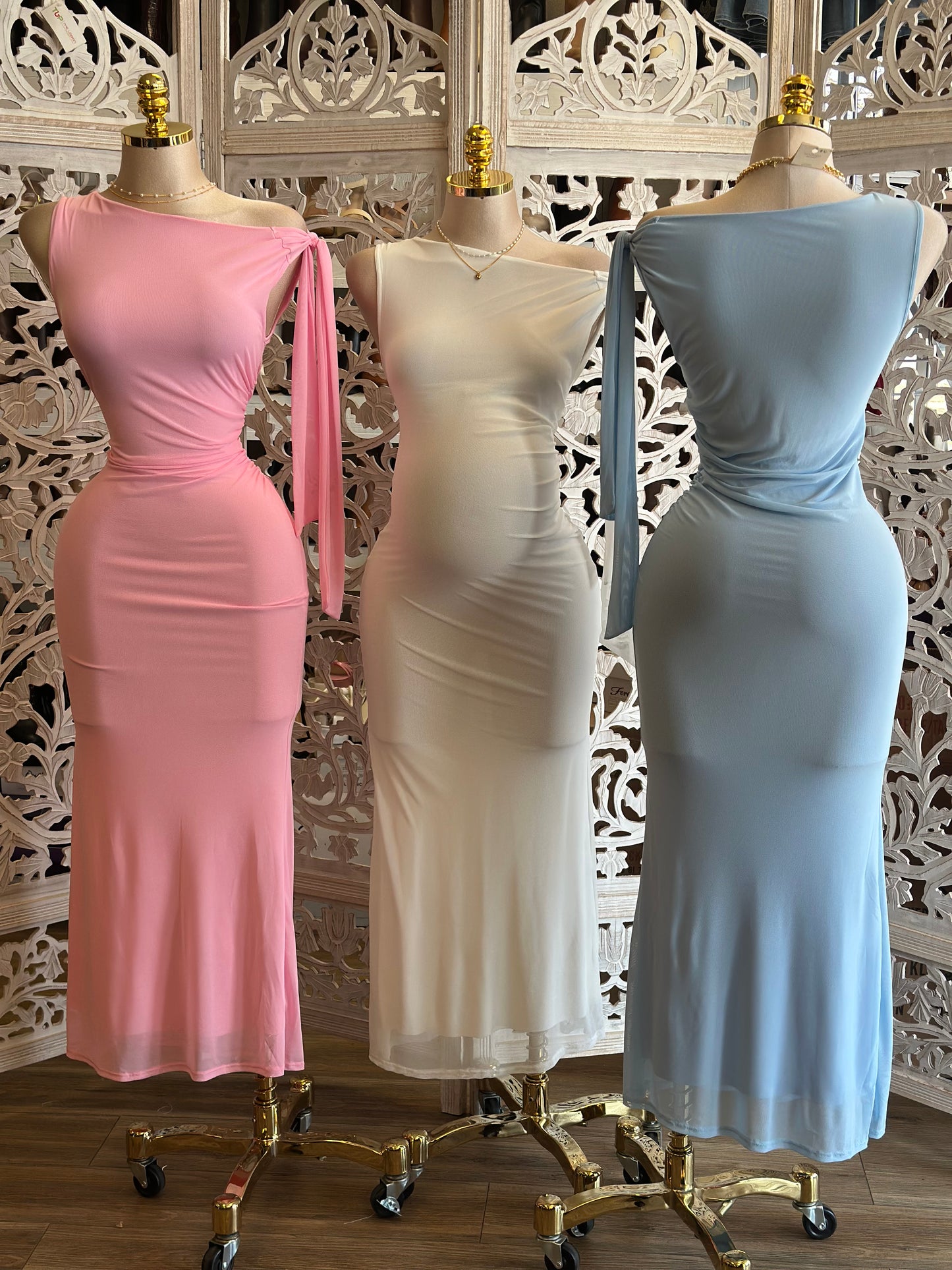 Asymmetrical Knotted Midi Dress- Stretchy, Estira