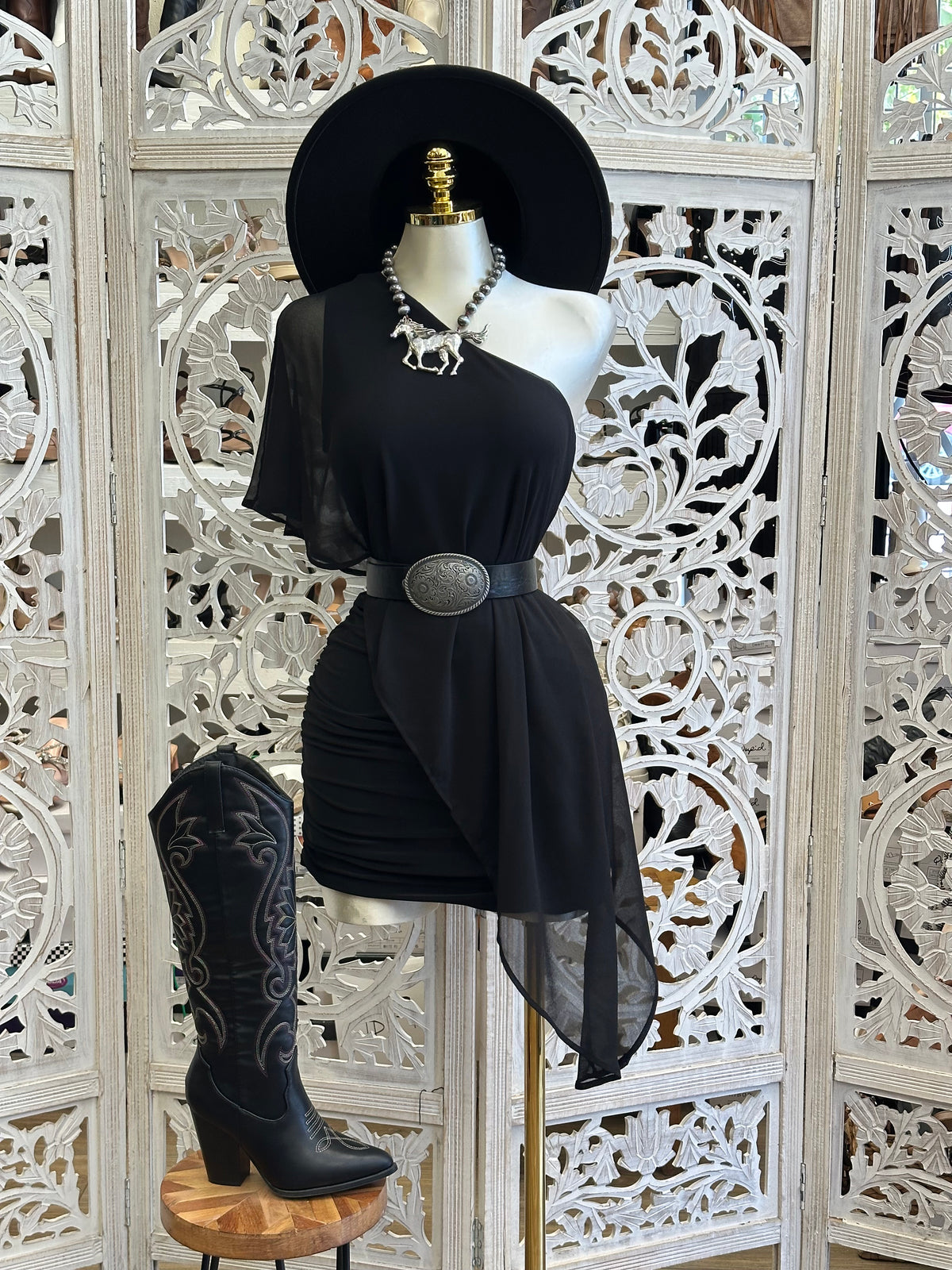 Dakota Asymmetric Dress- Estira, Stretchy