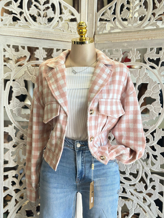 Pastel Pink Plaid Jacket