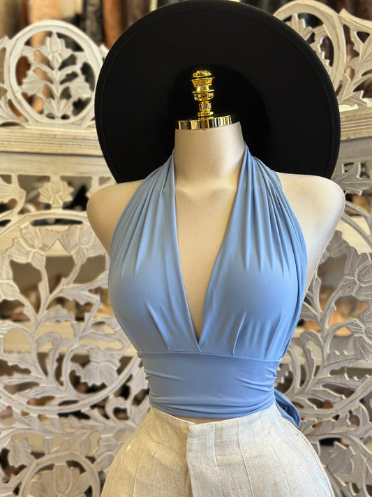Halter Sky Blue Blouse - Estira, Stretchy