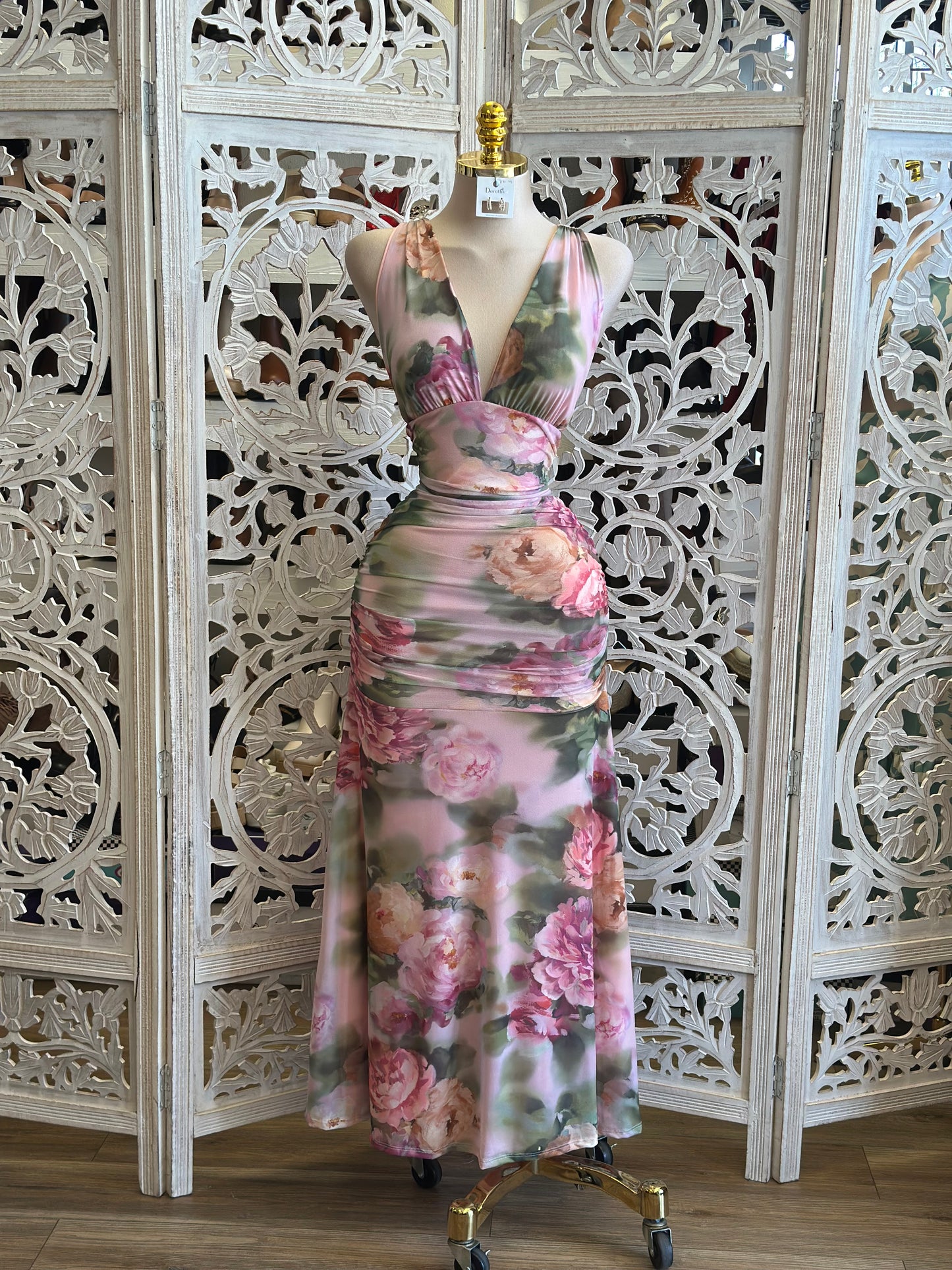 Garden Flow Brushed Dress-Estira, Stretchy