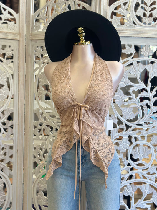 Lace Split Lace Top