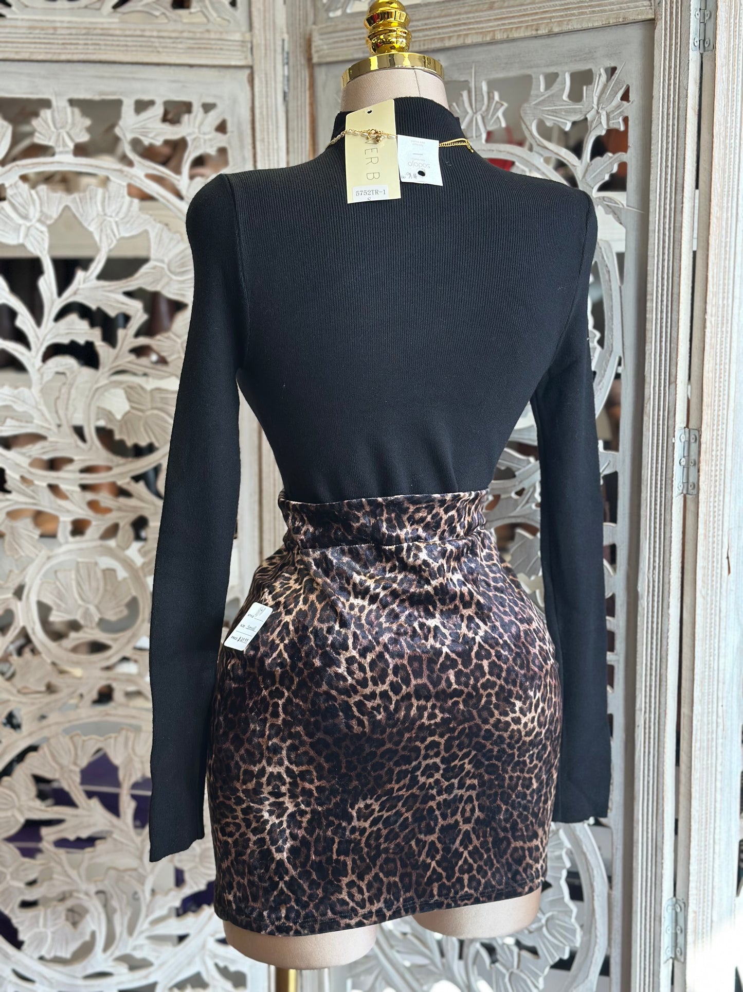 Cheetah Print Mini Skirt- Stretchy , Estira