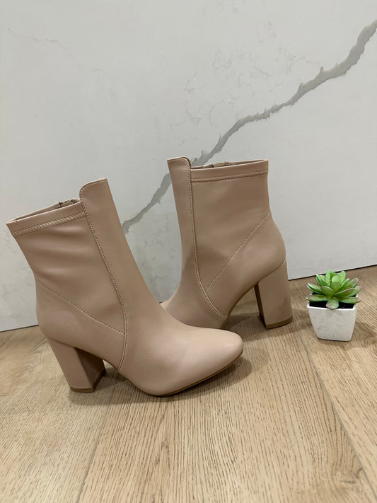 Nude Faux Leather Shoet Boots