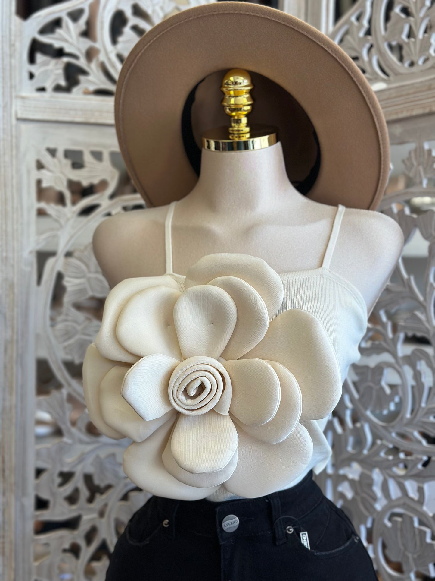 Enlarged Flower Top- Estira, Stretchy