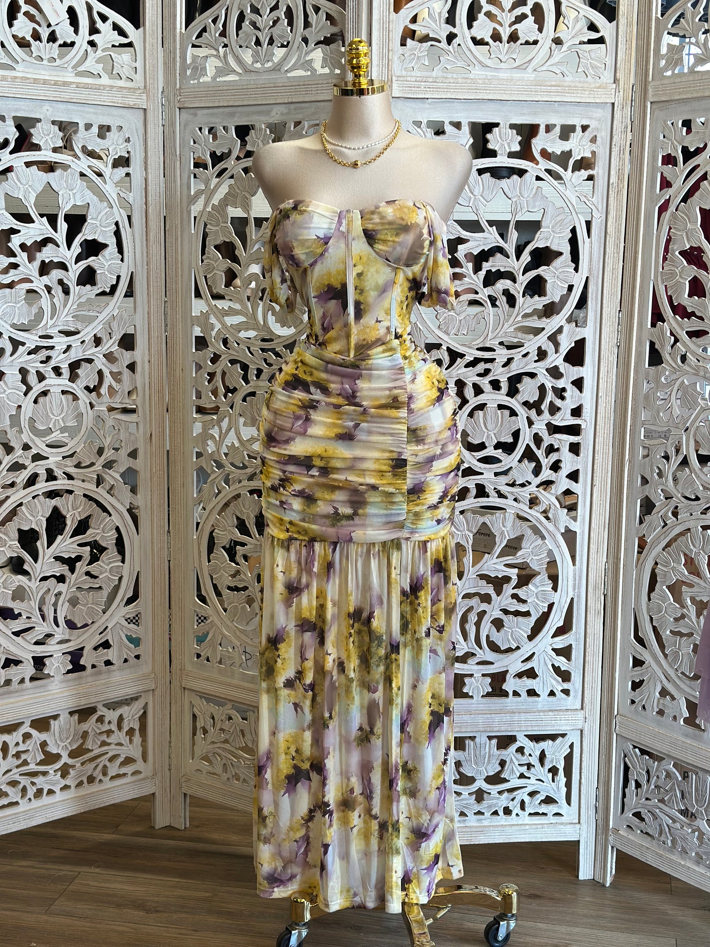 Corset Floral Brushed Dress-Stretchy,Estira