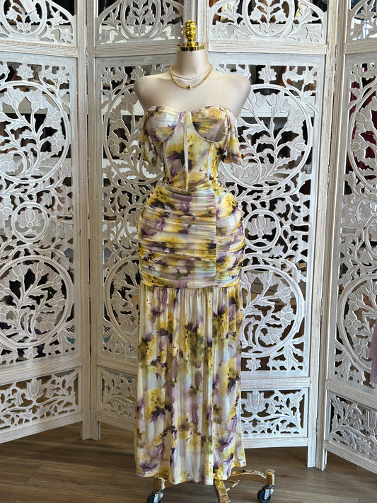 Corset Floral Brushed Dress-Stretchy,Estira