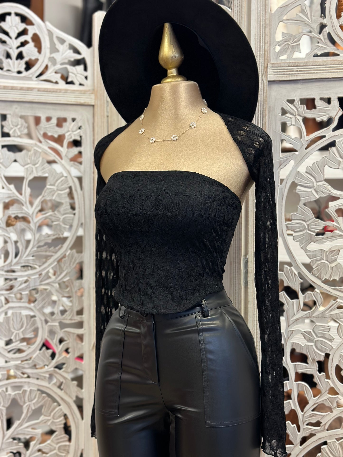 Lace Strapless Top with Carigan