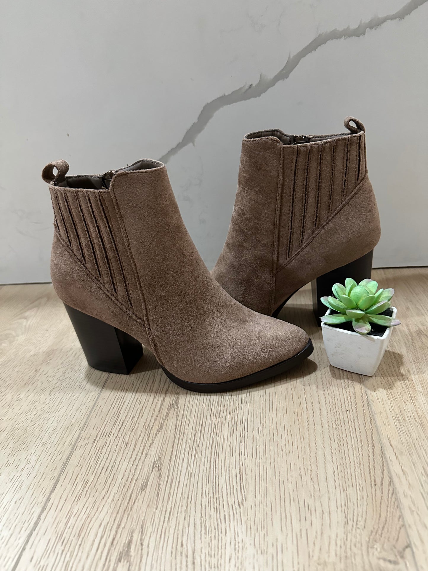 Taupe Suede Booties