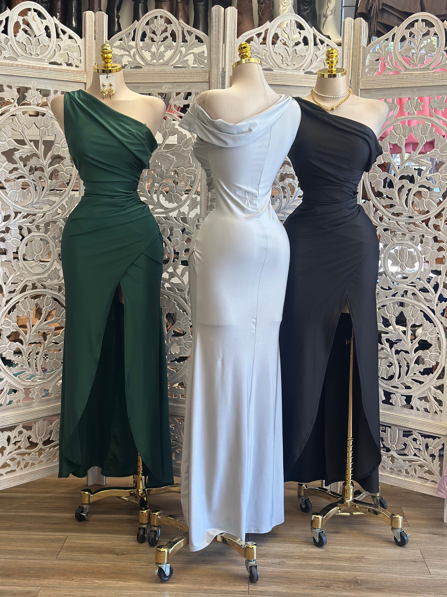 One Shoulder Slit Gown- Estira , Stretchy