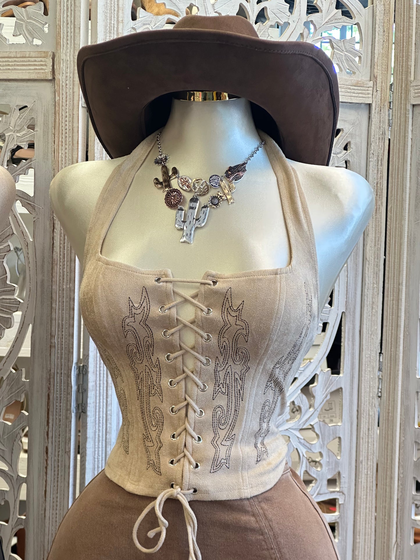 Tie Up Western Top - Estira, Stretchy