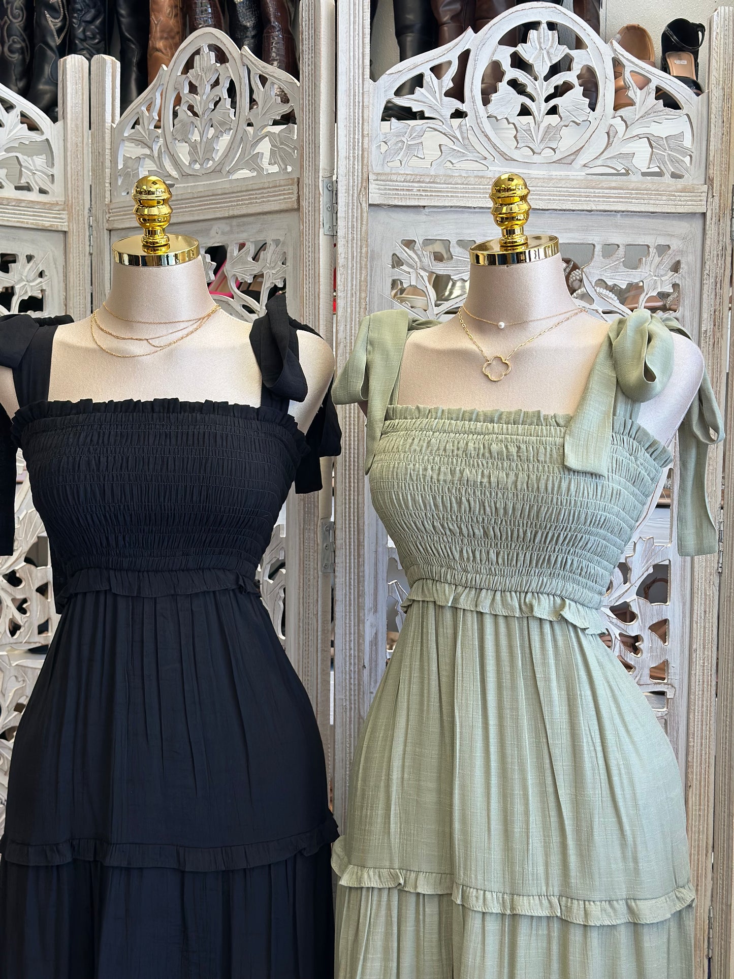 Tiered Ribbon Sleeve Dress - Estira, Stretchy