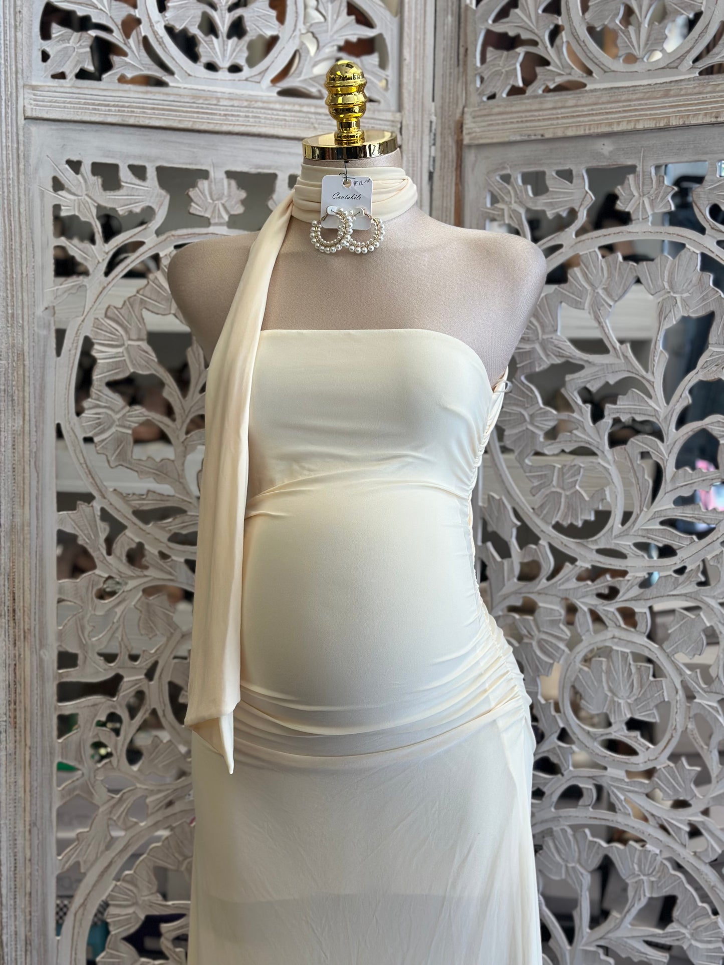 Chic Scarfed Midi Dress-Estira Stretchy