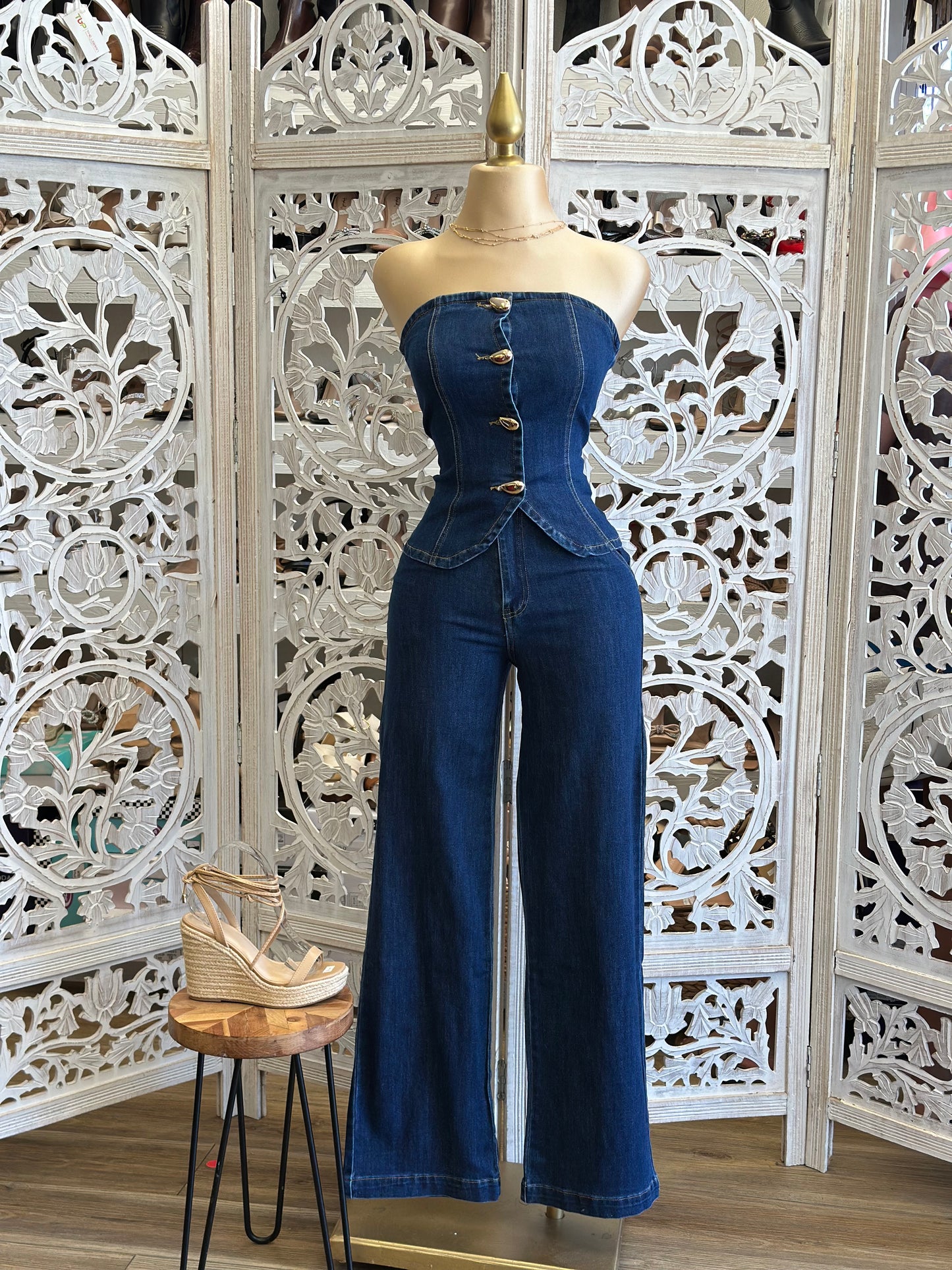 Jean Gold Button Set- Estira,Stretchy