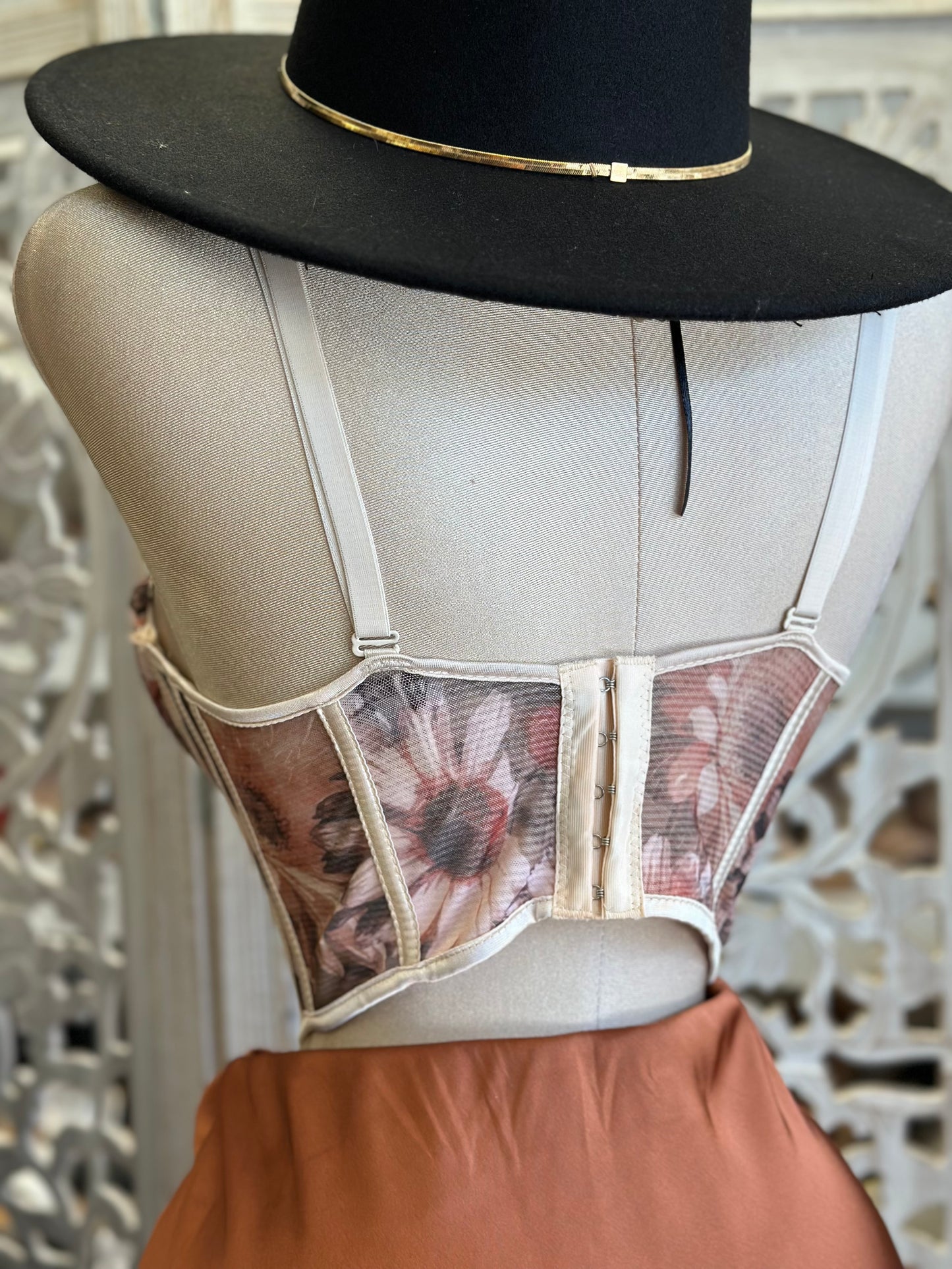 Floral Print Corset Top - No Estira, Not Stretchy