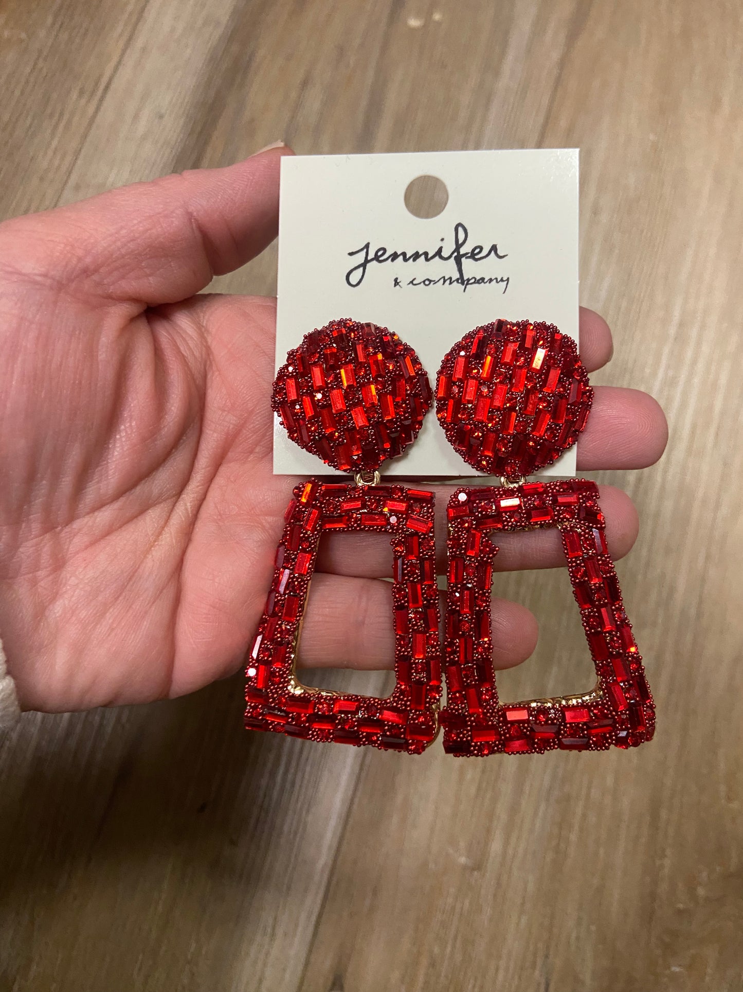 Cherry Red Rectangle Earrings