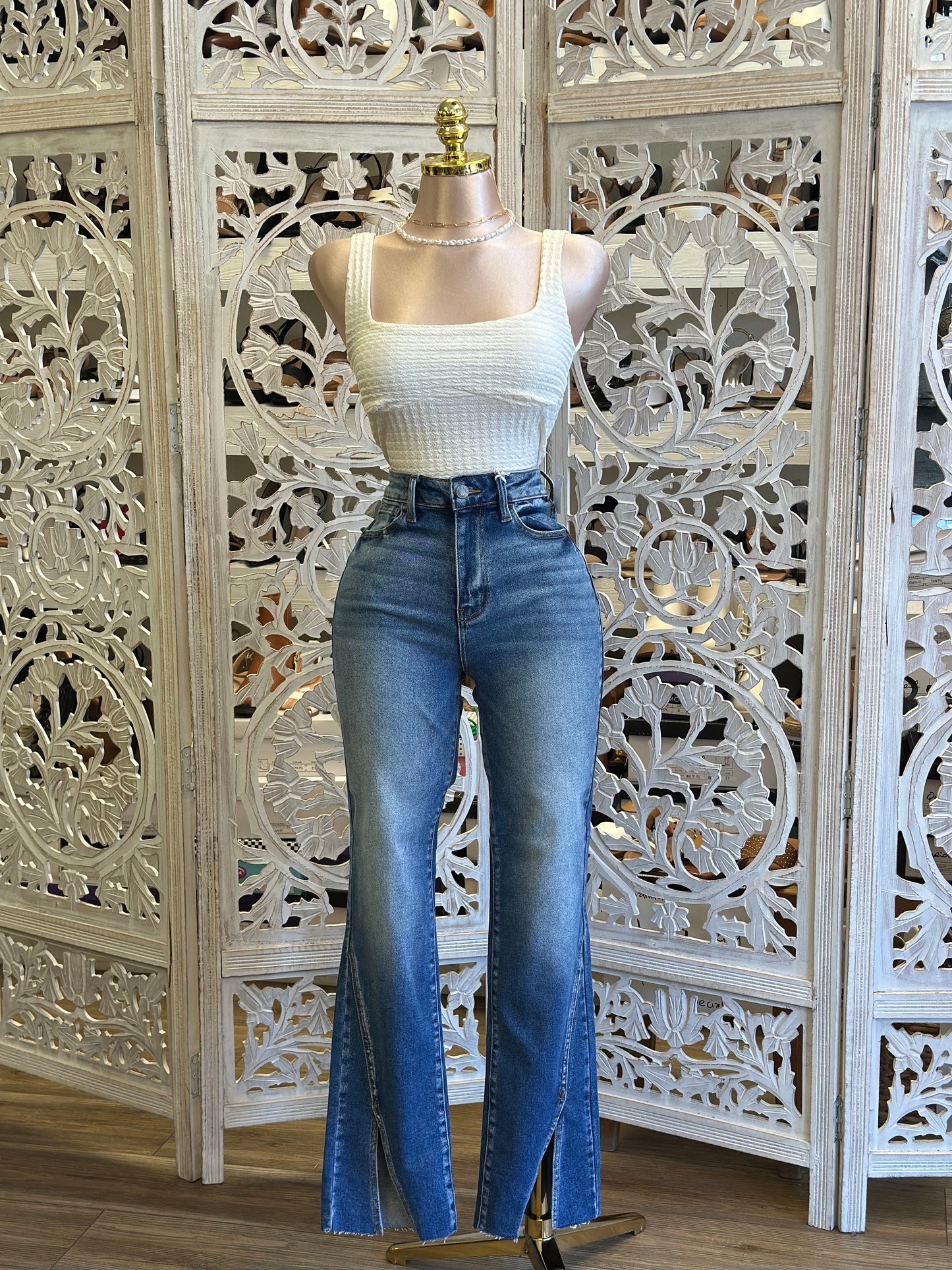 Dark Wash Slit Jeans