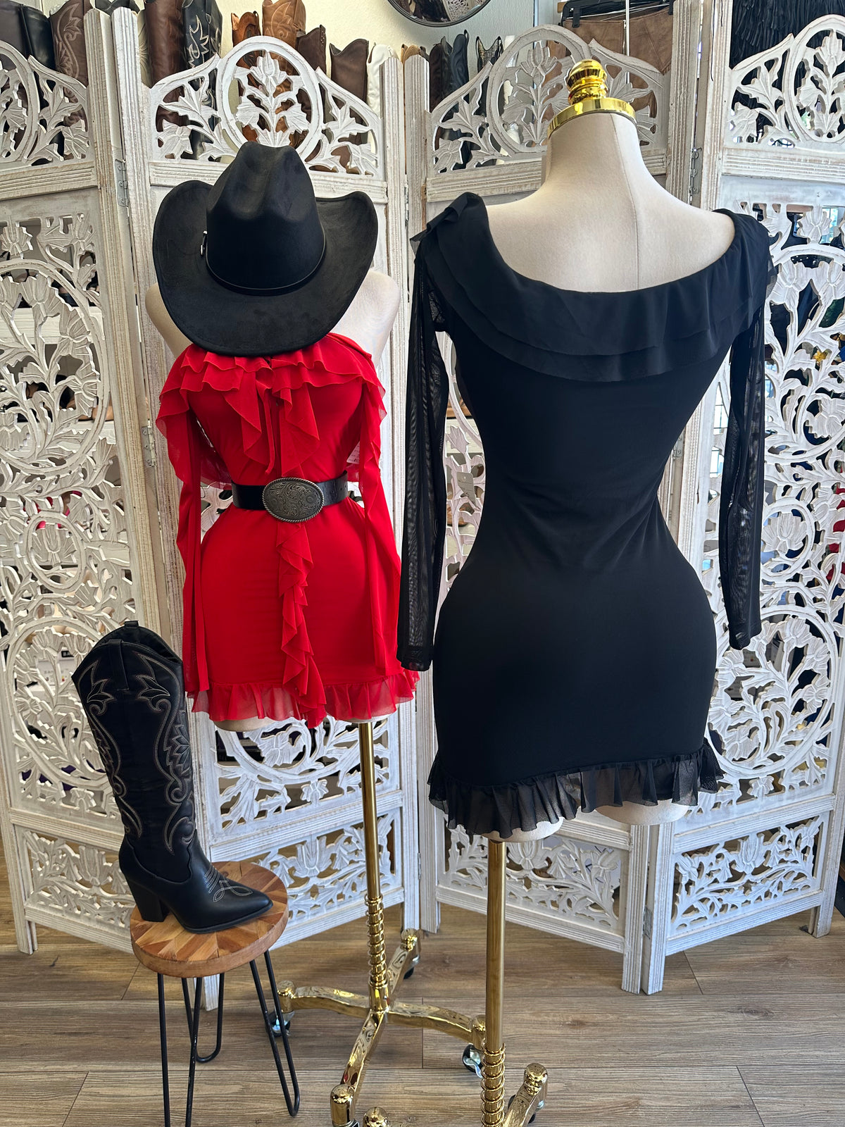 Estella Ruffle Mini Dress- Estira, Stretchy